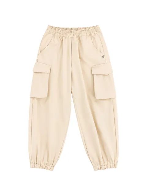 DONDUP KIDS 로고 자수 엘라스틱 커프 카고 팬츠