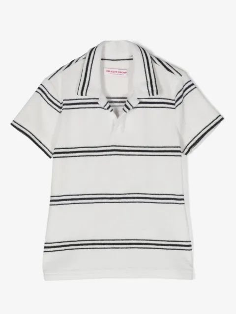 Orlebar Brown Kids 디그비 테리클로스 스트라이프 폴로 셔츠