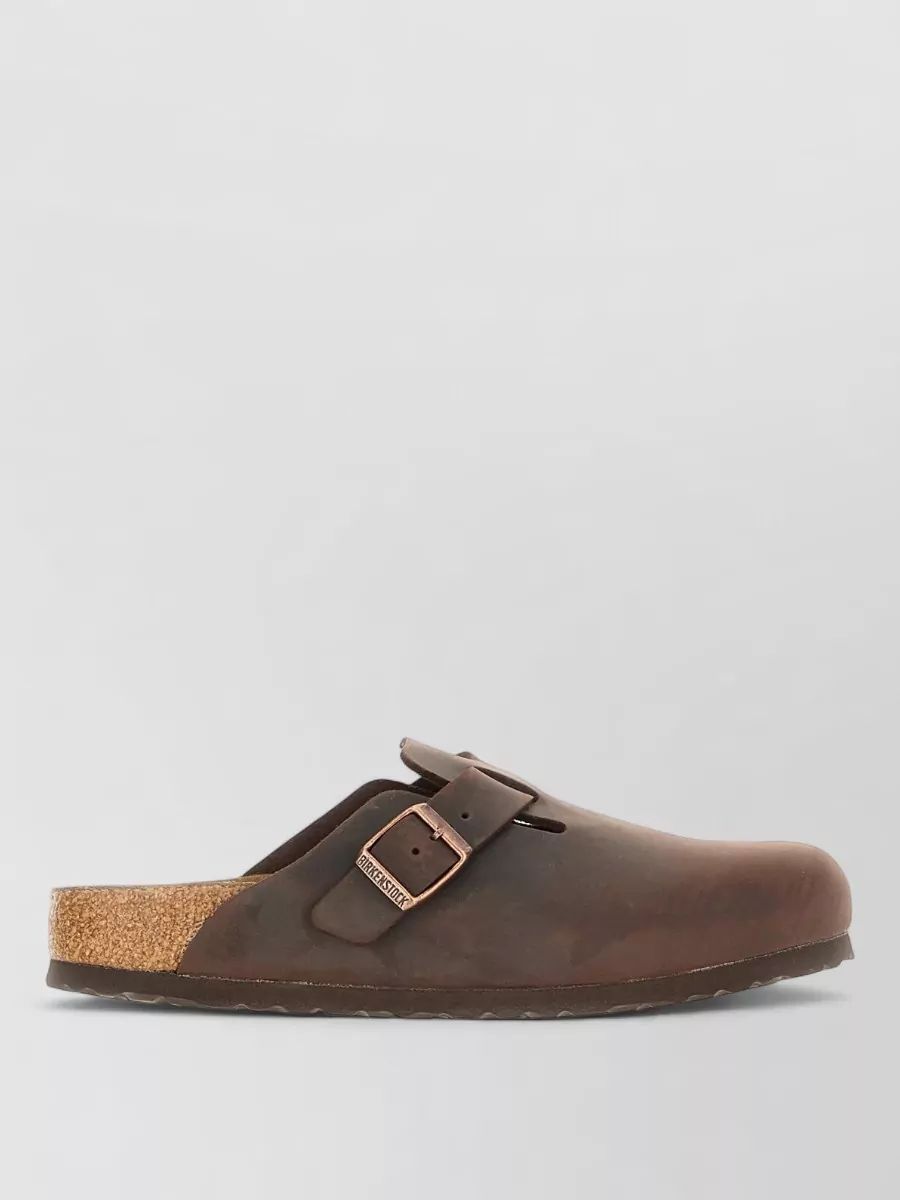 Birkenstock 가죽 보스턴 슬리퍼 오픈 백 코르크 솔