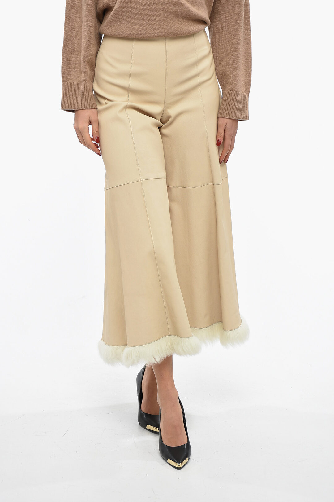 BY MALENE BIRGER 가죽 무리엘 컷아웃 팬츠 퍼 헴