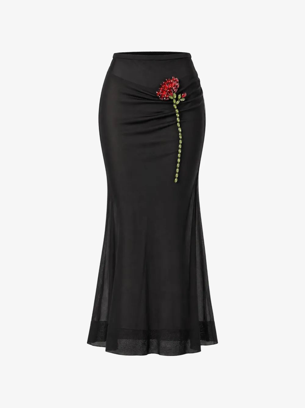 Simone Rocha 크리스탈 장식 주름 맥시 스커트