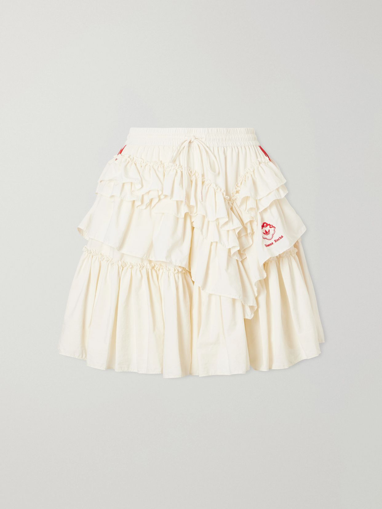 Simone Rocha + 아디다스 오리지널스 로고 자수 비대칭 러플 미니 스커트