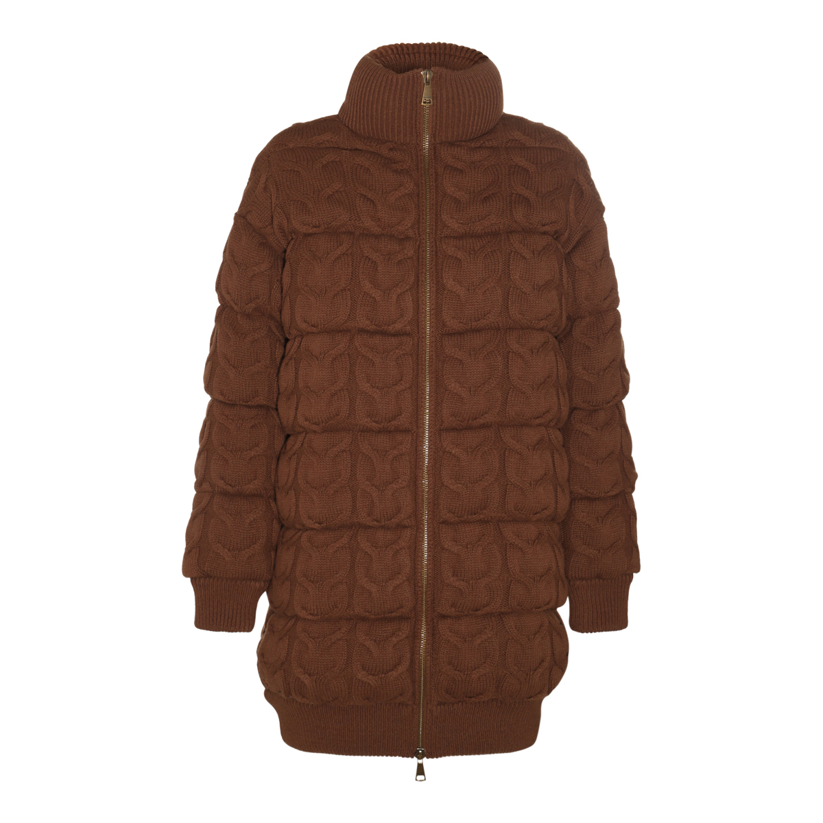 MAXMARA 브라운 울 오바타 다운 자켓