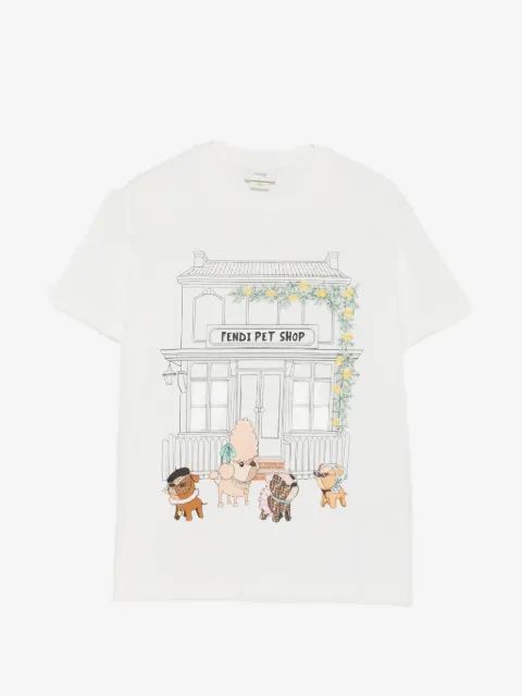 Fendi Kids 그래픽 프린트 티셔츠