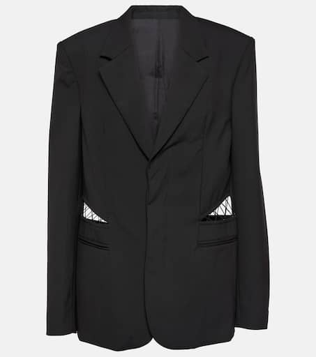 DION LEE 레이스 트리밍 컷아웃 울 블레이저