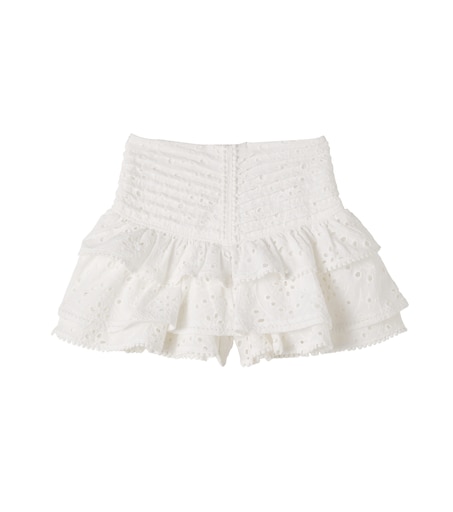Poupette St Barth Kids 알리제 브로더리 앙글레 면 스커트