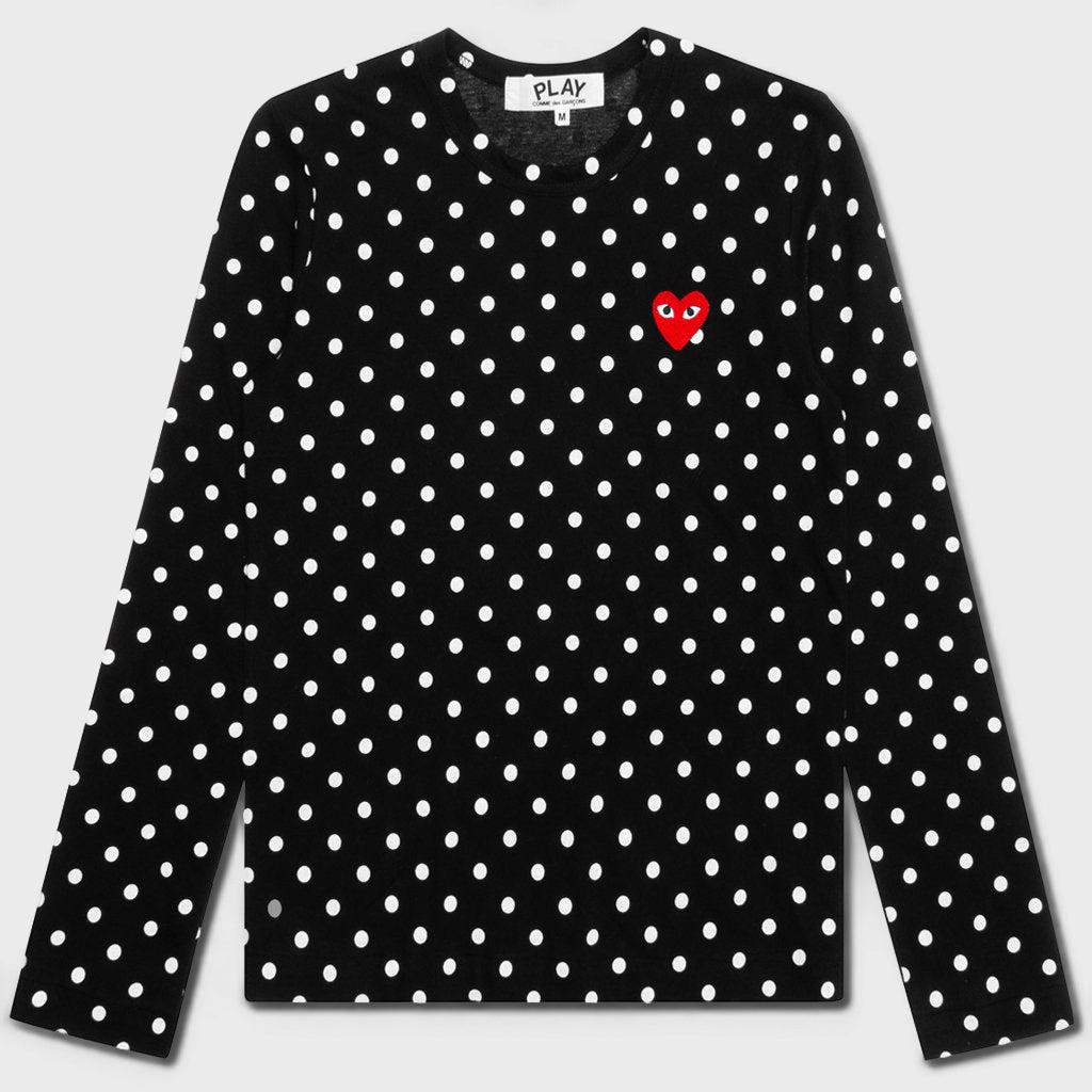 COMME DES GARCONS 폴카 도트 긴팔 티셔츠