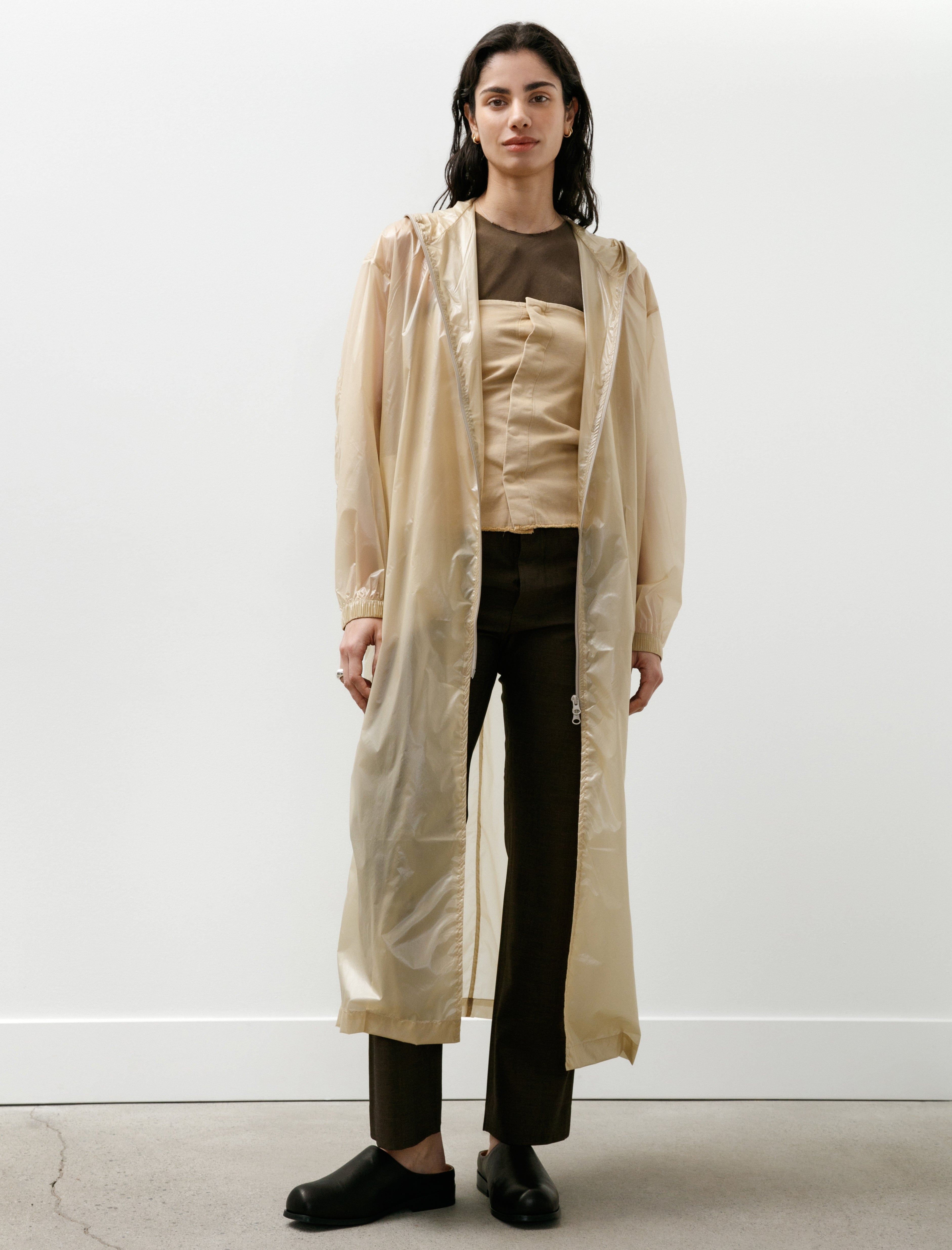 Gabriela Coll Garments 리프스톱 후드 지퍼 코트 스톤