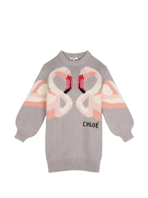 Chloe Kids 플라밍고 인타르시아 니트 원피스