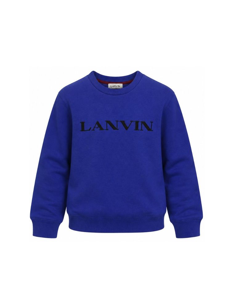 Lanvin Kids 로고 자수 크루넥 맨투맨