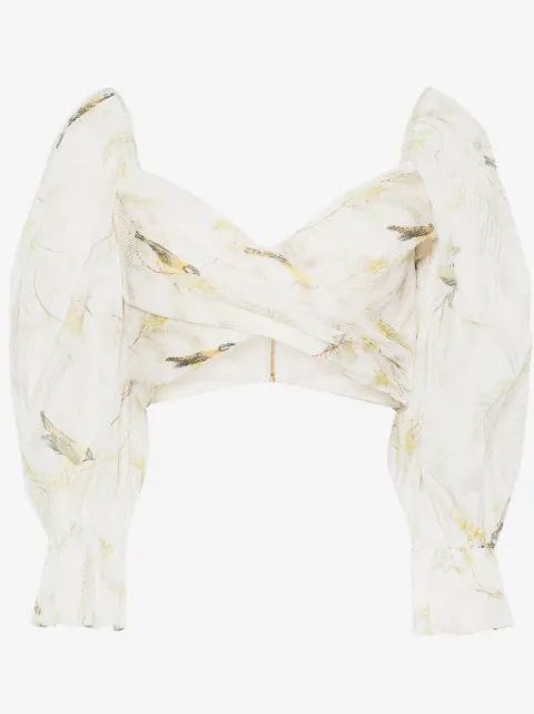 ZIMMERMANN 아카시아 새 프린트 크롭 블라우스