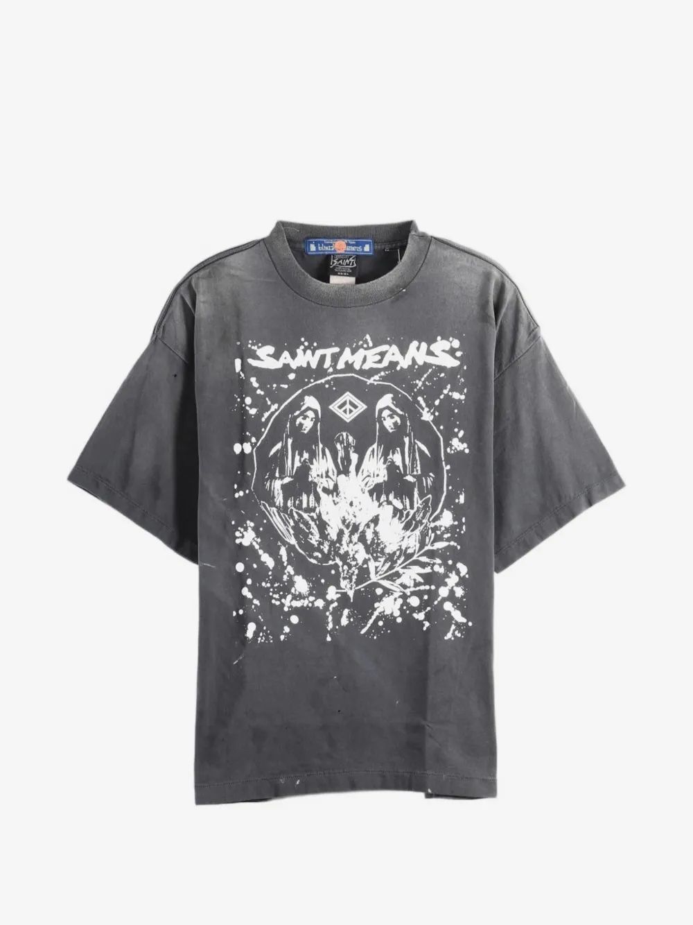 Saint Michael 그래픽 프린트 디스트레스드 티셔츠