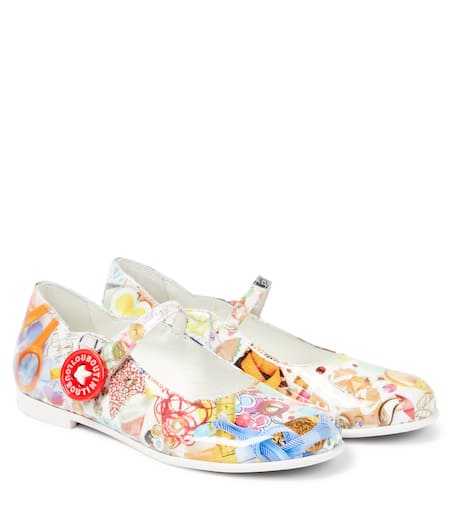 Christian Louboutin Kids 멜로비브 페이턴트 레더 메리제인 플랫 슈즈