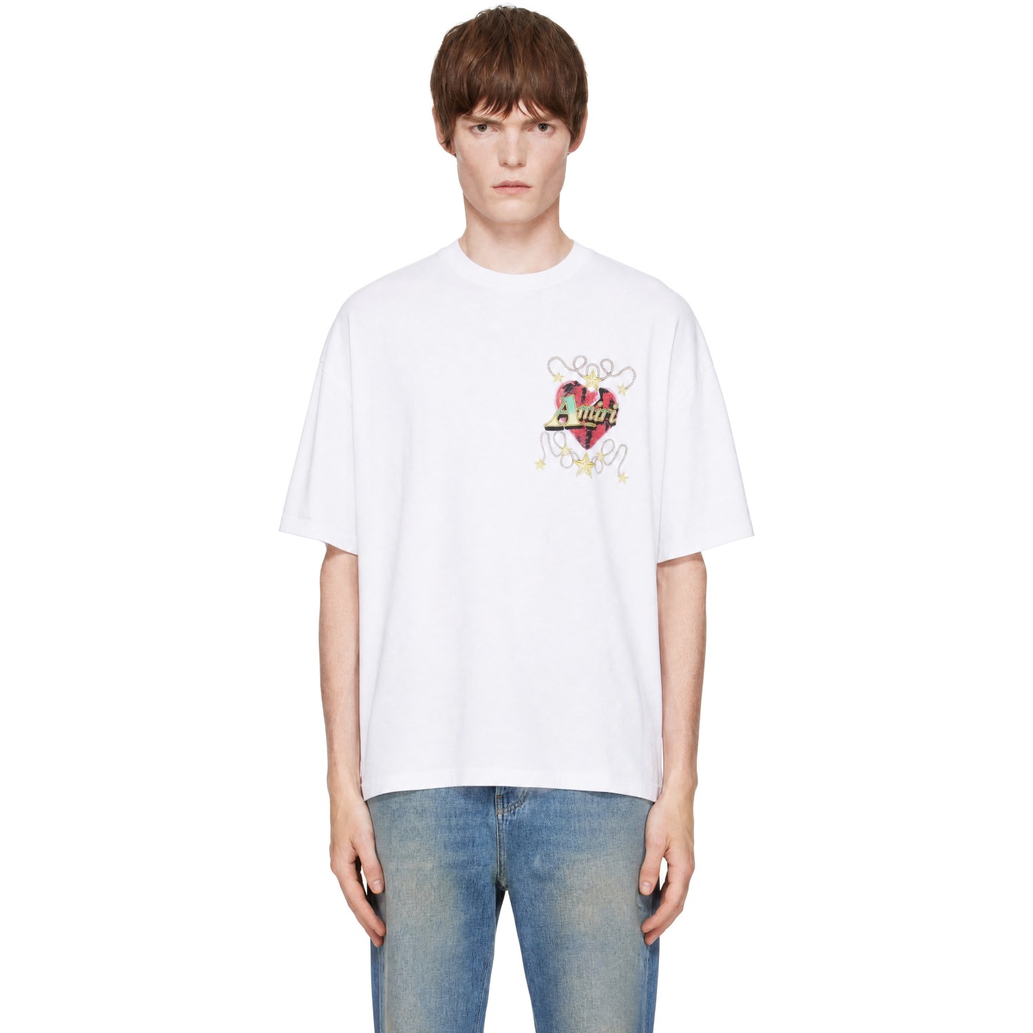 Amiri 화이트 하트 오버사이즈 티셔츠