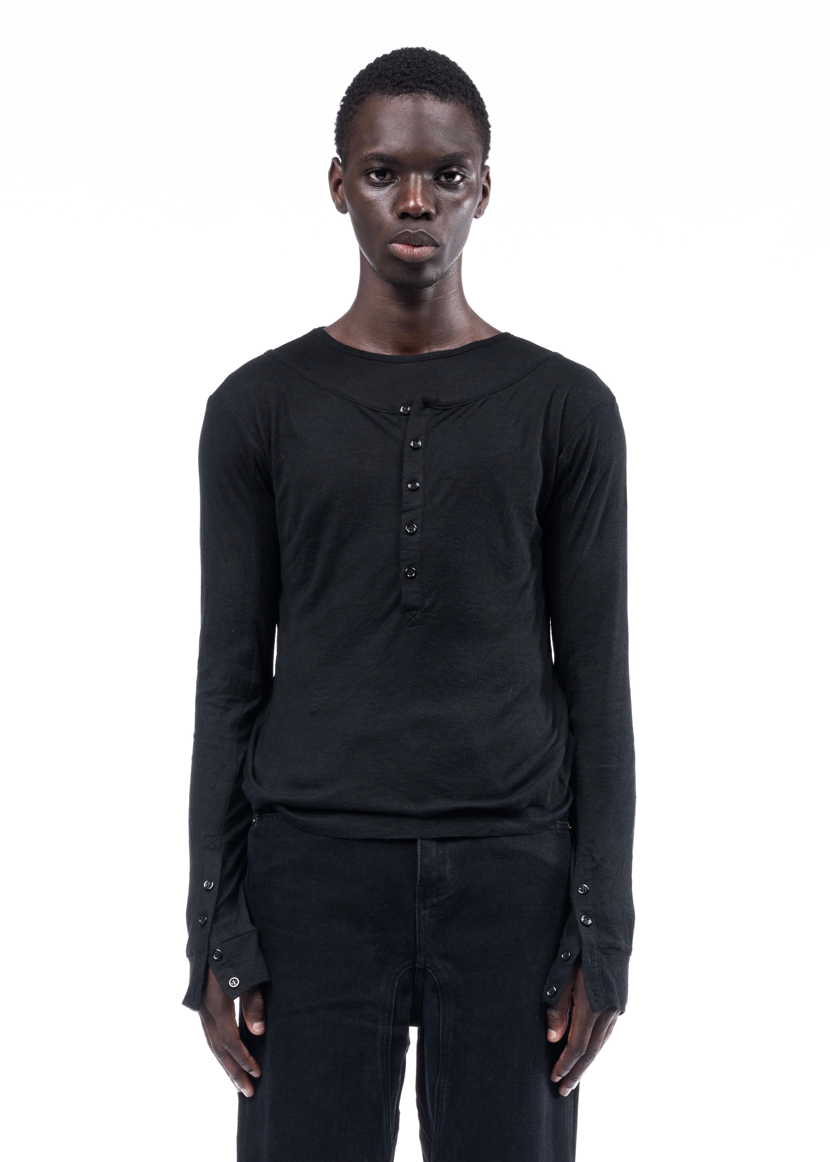  NO/FAITH STUDIOS 더블 레이어드 버튼 오가닉 코튼 셔츠