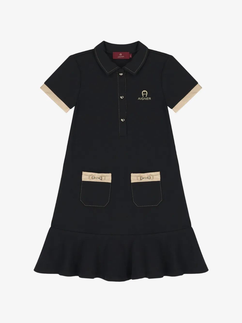 Aigner Kids 러플 폴로 칼라 원피스