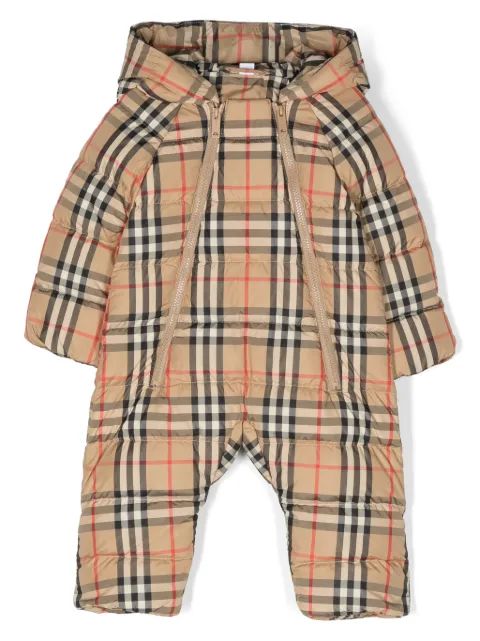 Burberry Kids 후드 체크 패턴 원피스