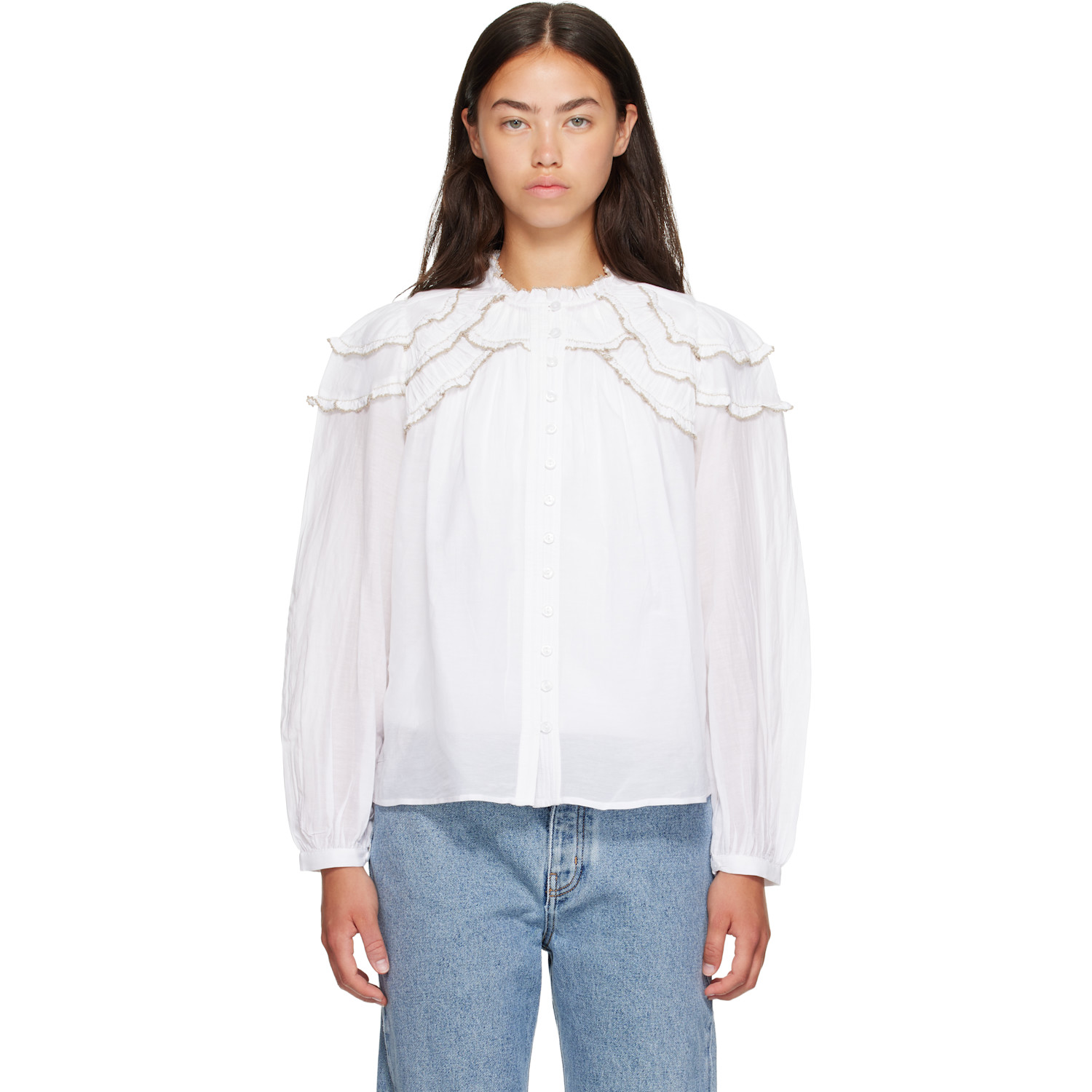 ISABEL MARANT ETOILE 화이트 크리스타 블라우스
