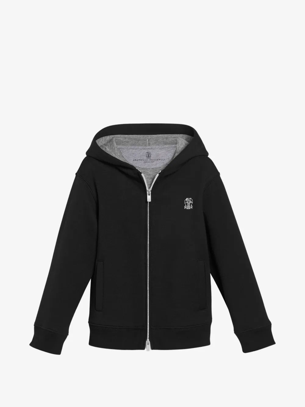 Brunello Cucinelli Kids 로고 후드 집업 맨투맨