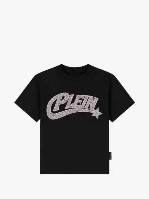 Philipp Plein Kids 라인스톤 장식 로고 티셔츠