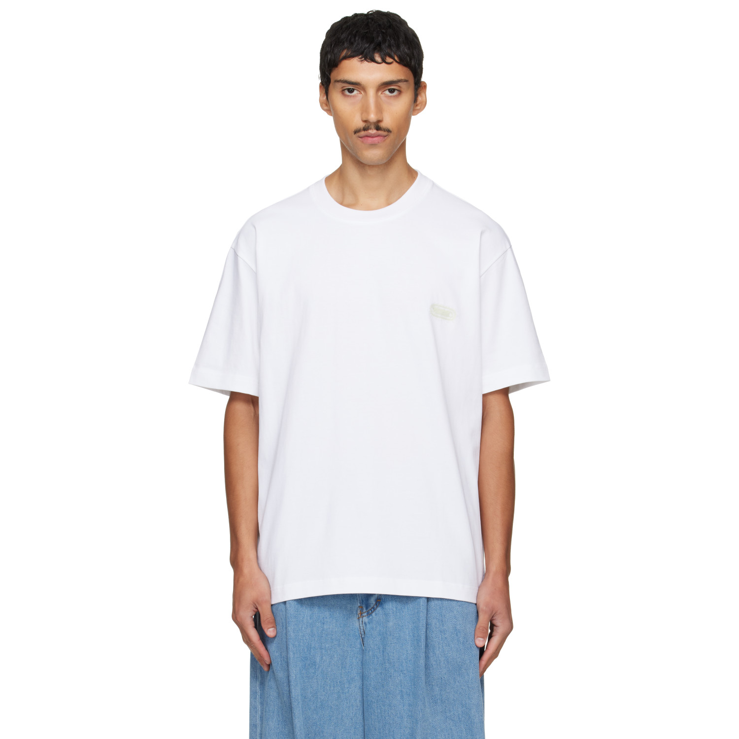 SOLID HOMME 화이트 솔리드 백 로고 티셔츠