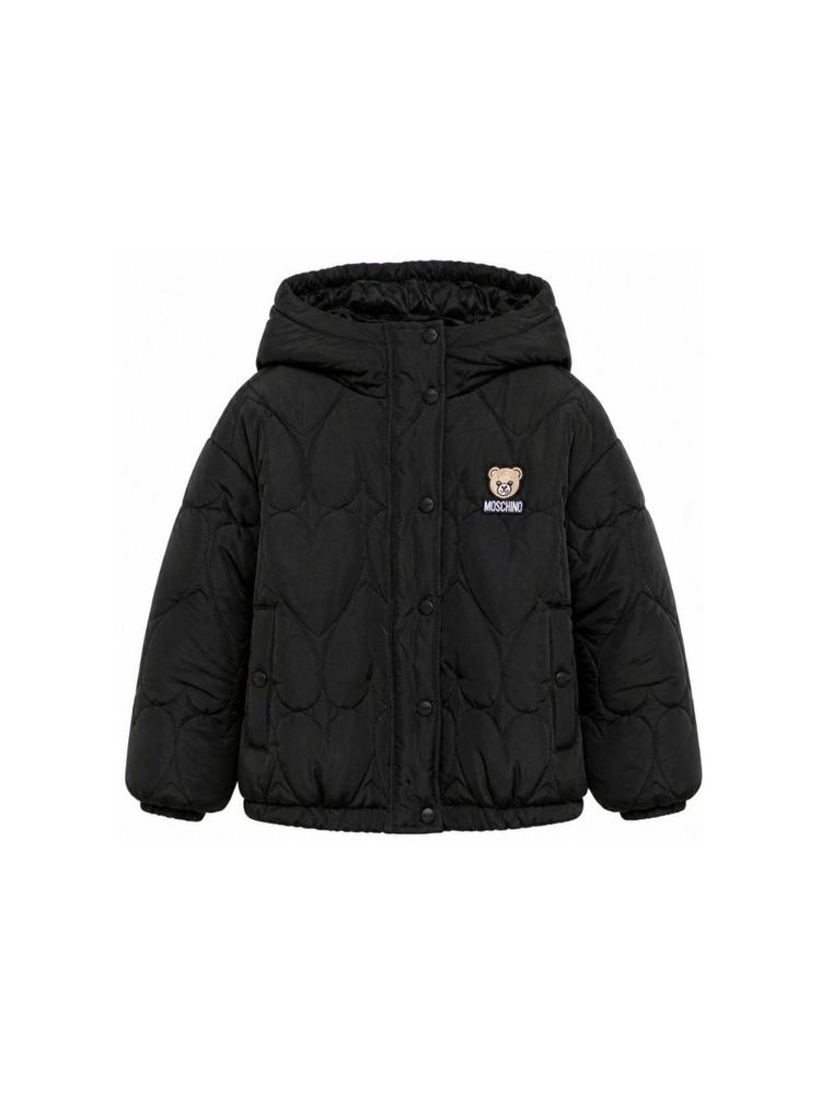 Moschino Kids 로고 자수 하트 퀼팅 패딩 자켓