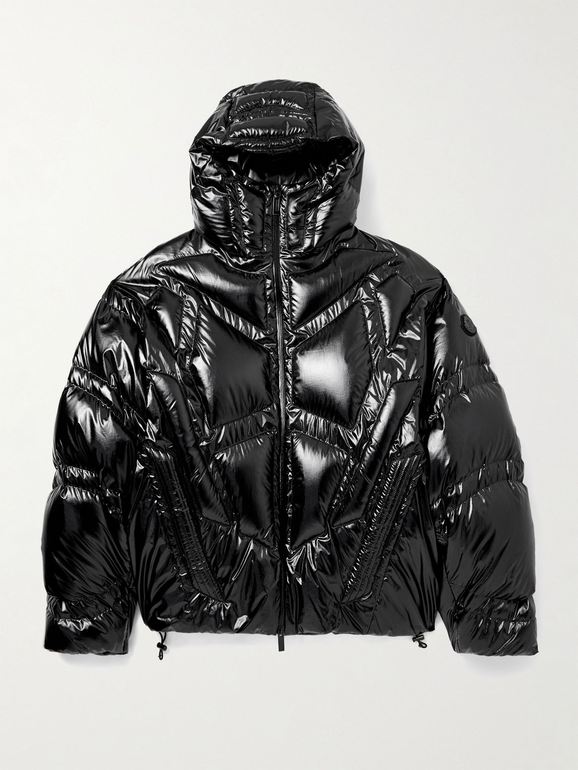 MONCLER GENIUS A$AP 록키 바히아니냐 퀼티드 글로스드 셸 후드 다운 자켓