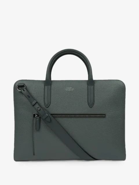 Smythson 루드로우 가죽 지퍼 프론트 브리프케이스