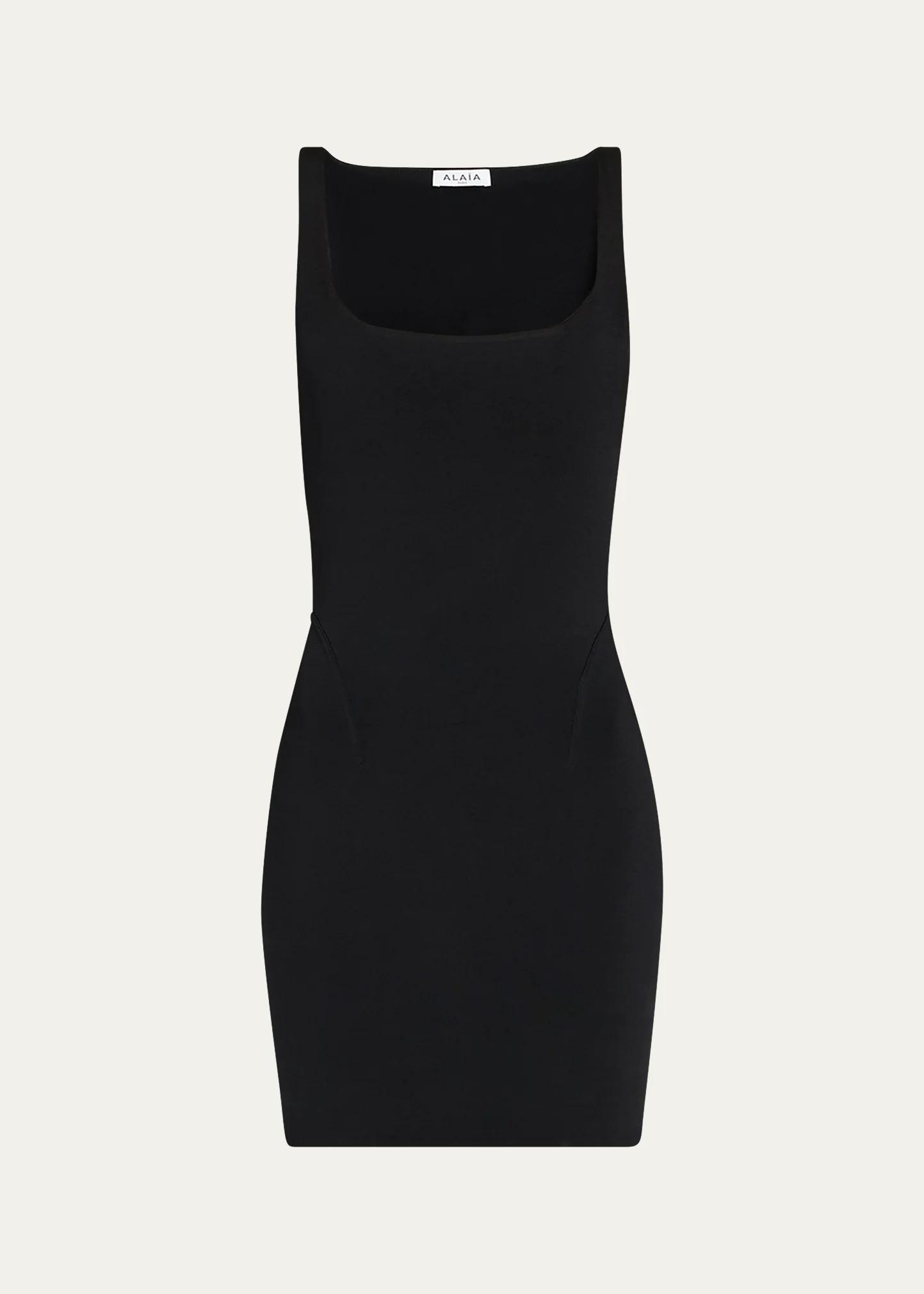 ALAIA 스퀘어넥 민소매 미니 바디콘 드레스