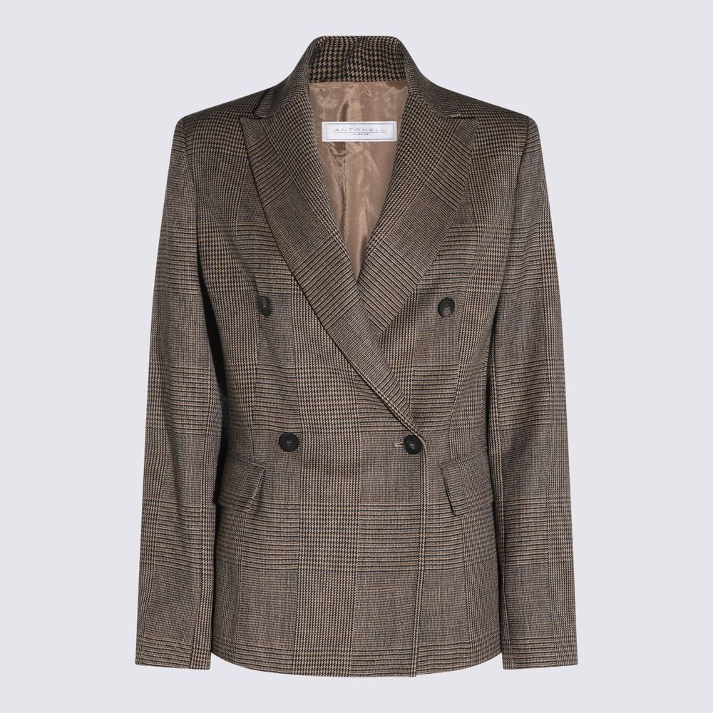 ANTONELLI FIRENZE 체크 더블 브레스트 블레이저