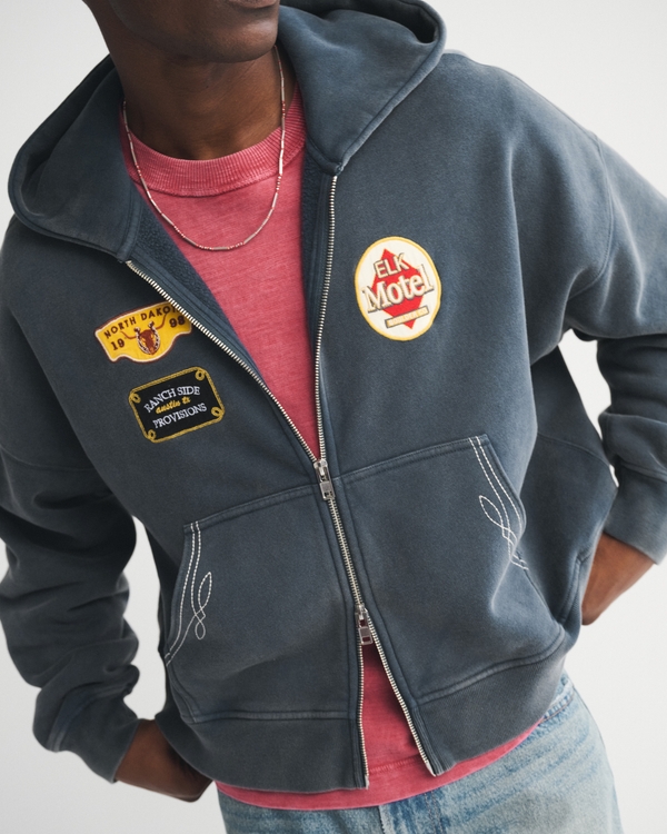 Abercrombie & Fitch 크롭 에센셜 풀집 후드티