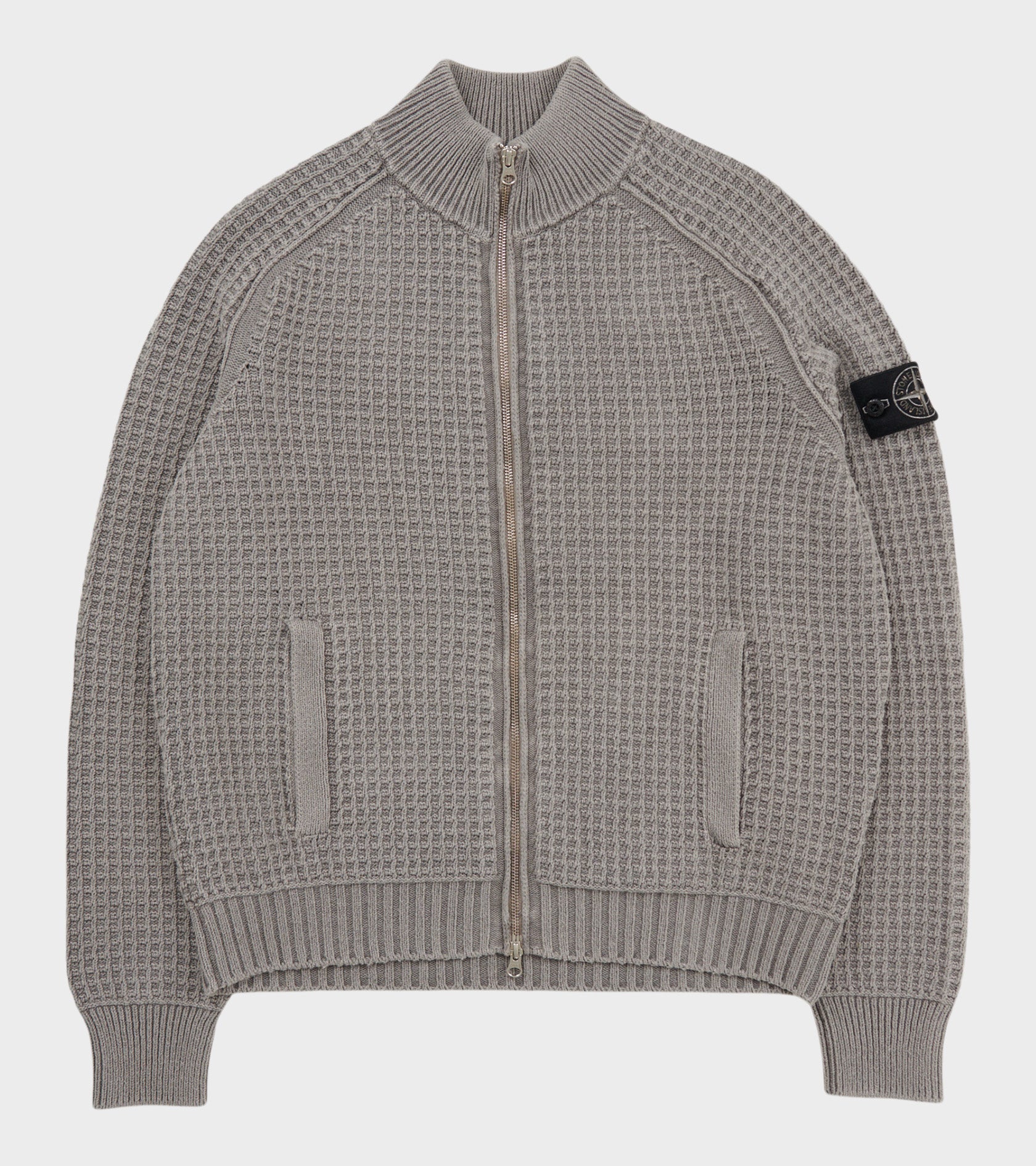 STONE ISLAND 와플 집업 코튼 니트