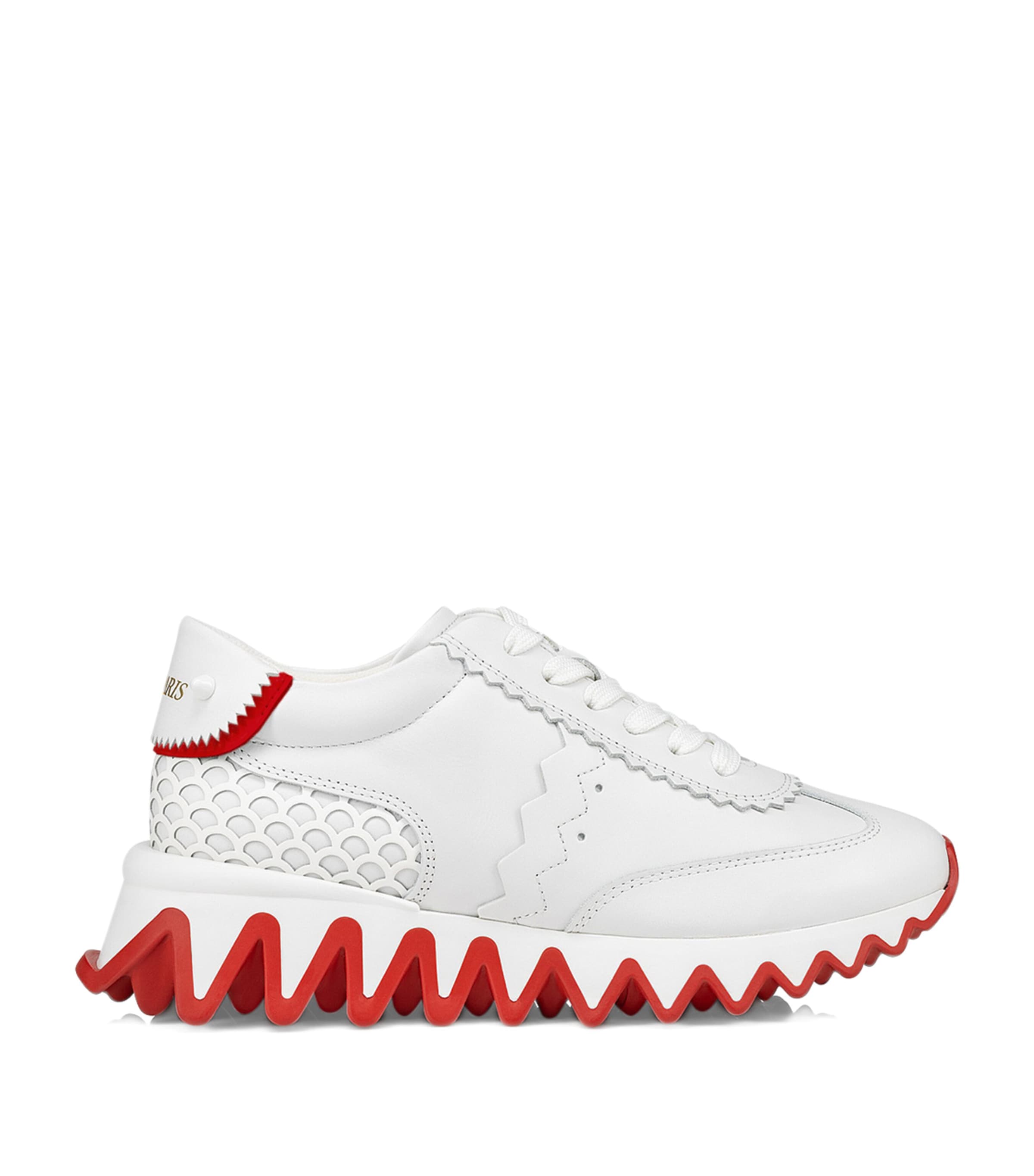 Christian Louboutin Kids 미니 샤크 가죽 스니커즈