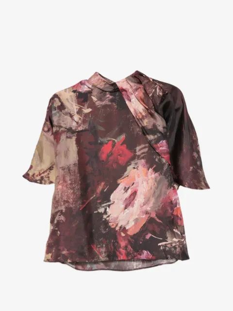 ANTONIO MARRAS 플로럴 프린트 드레이프 블라우스
