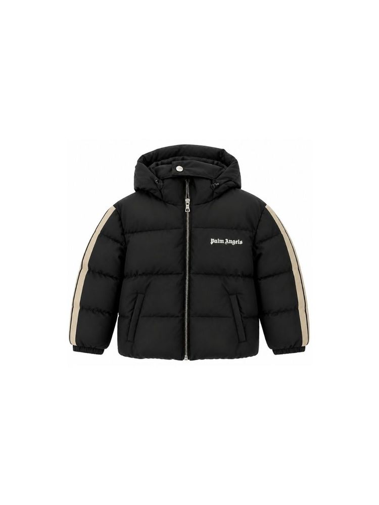 Palm Angels Kids 로고 프린트 퍼 자켓