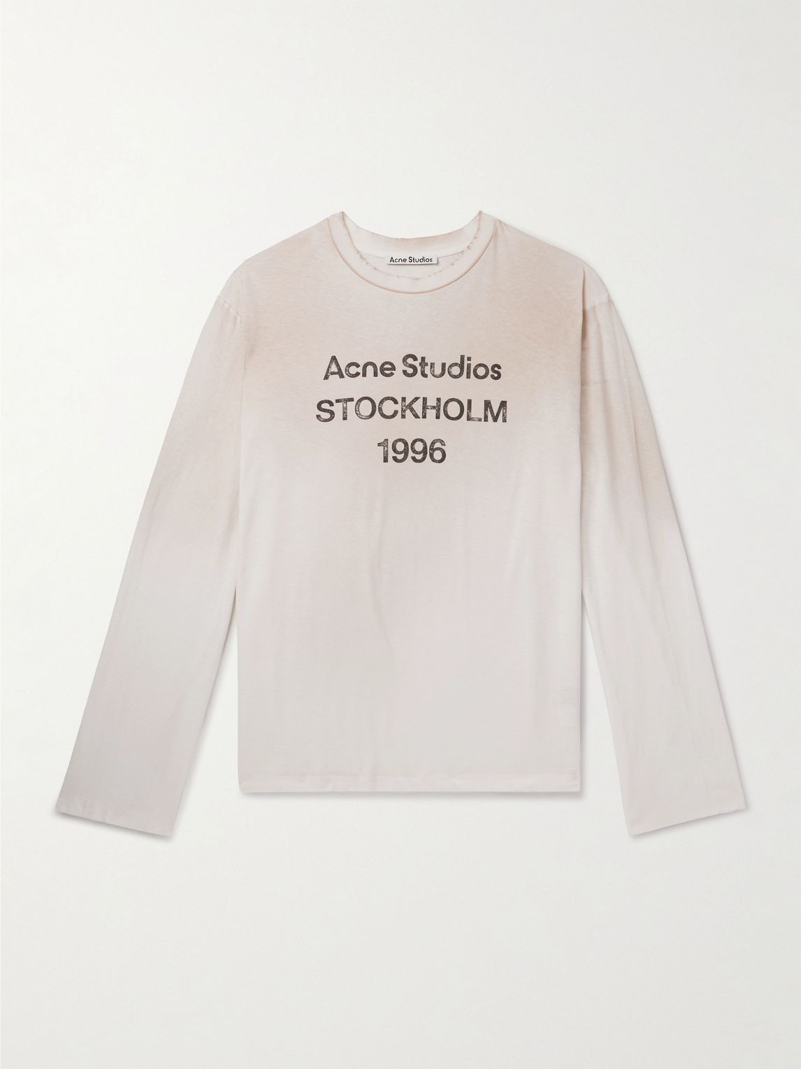 Acne Studios 에든 U 1996 로고 프린트 디스트레스드 면과 헴프 혼합 티셔츠