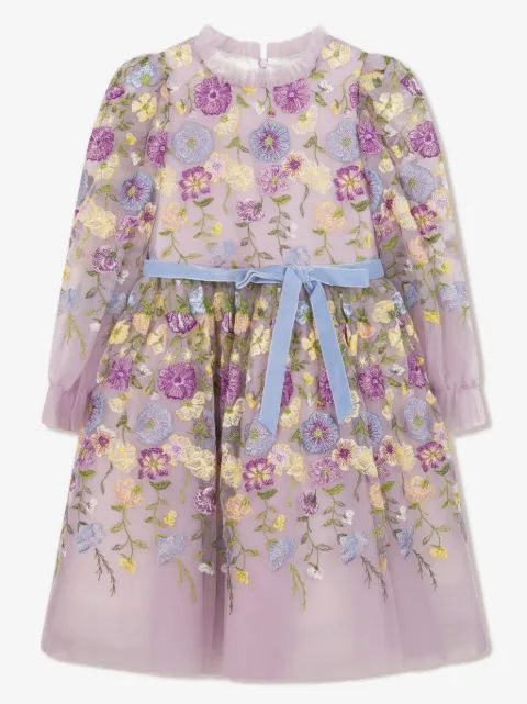 MARCHESA KIDS COUTURE 플로랄 자수 튤 드레스