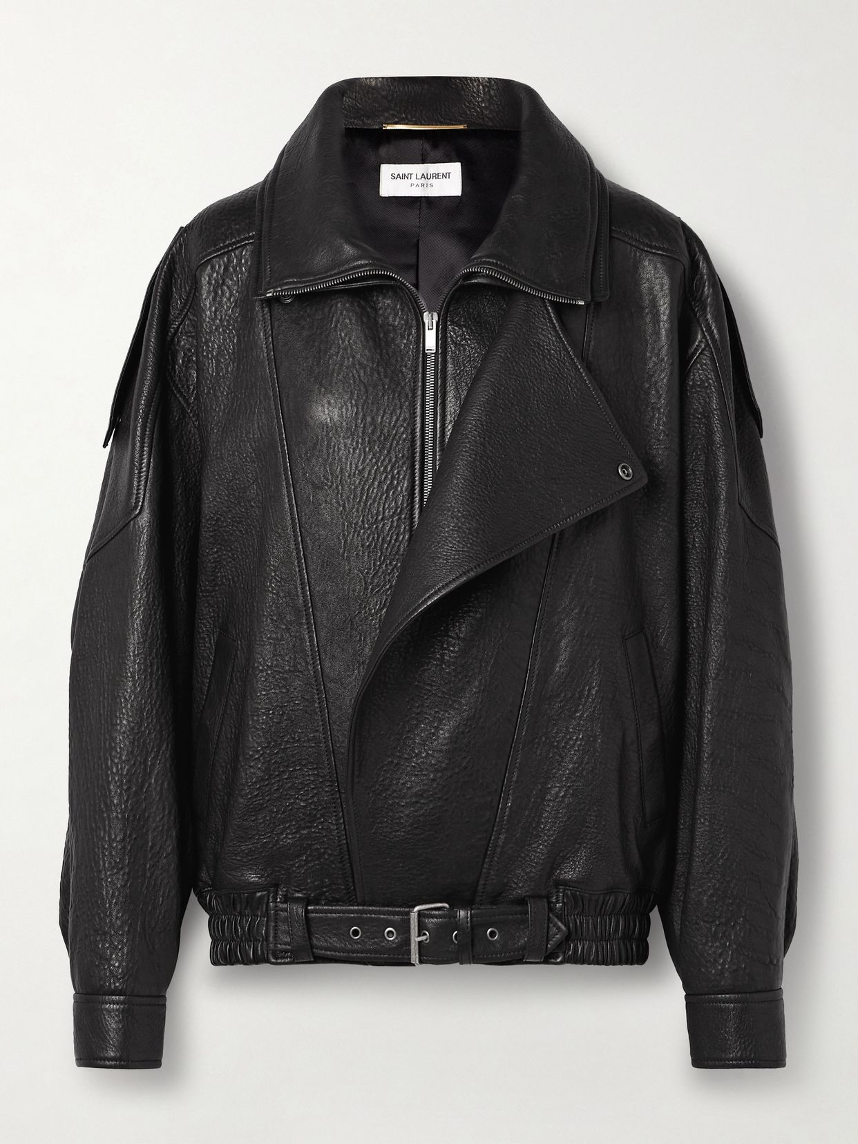 SAINT LAURENT 오버사이즈 텍스처 가죽 자켓