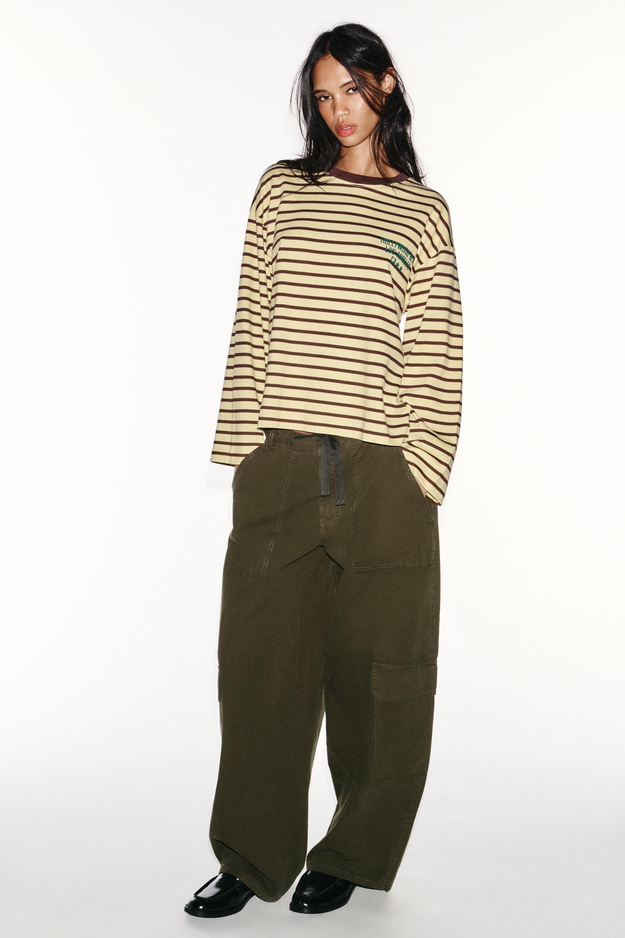 ZARA 스트라이프 텍스트 티
