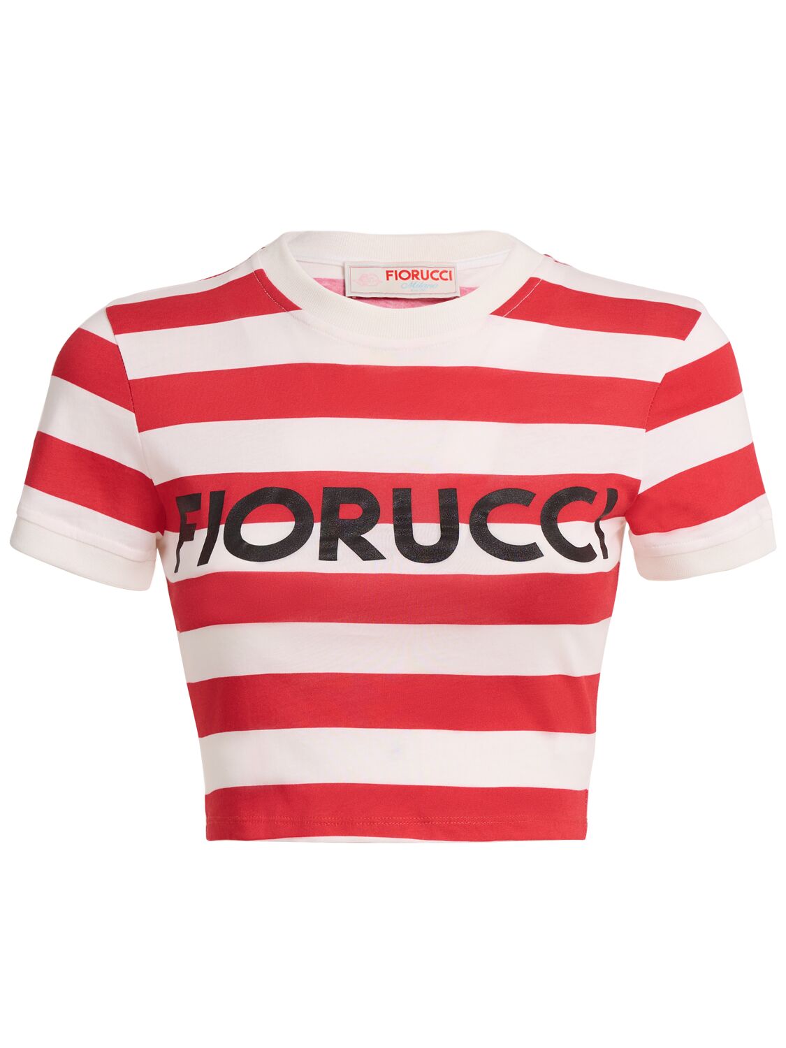 FIORUCCI 로고 스트라이프 크롭 베이비 티셔츠