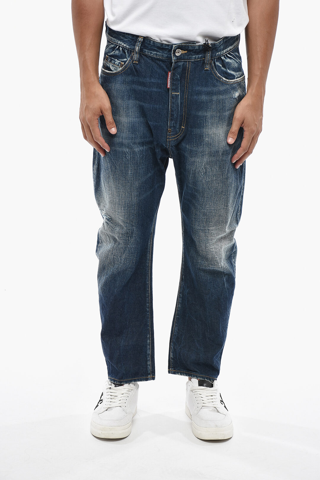 Dsquared2 스웨이드 패치 스트레이트 레그 진 DAN'S BIG BROTHER 19cm