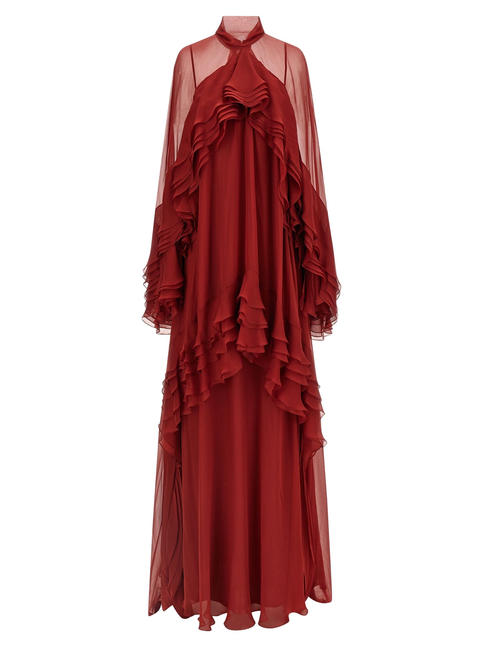ALBERTA FERRETTI 러플 실크 쉬폰 원피스