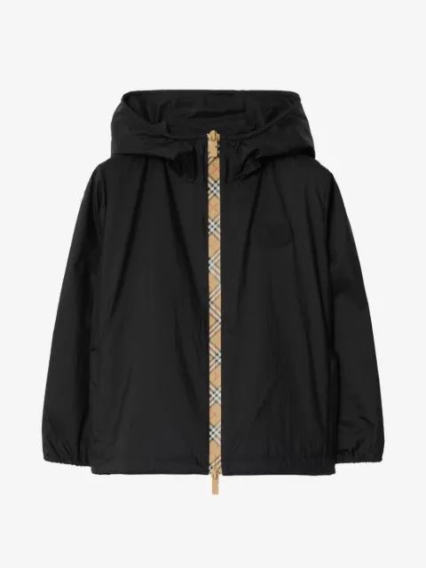 Burberry Kids 체커 테이프 나일론 후드 자켓