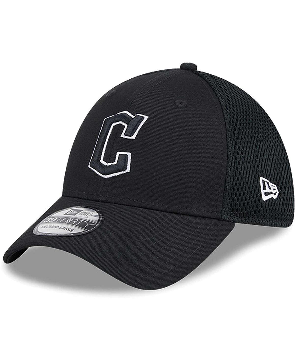 NEW ERA  클리블랜드 가디언스 에버그린 블랙 화이트 네오 39Thirty 플렉스 모자
