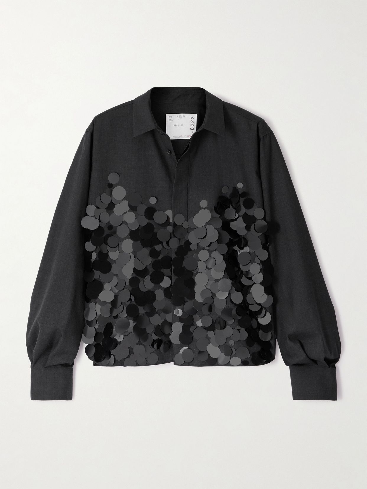 SACAI 스팽글 장식 울 셔츠