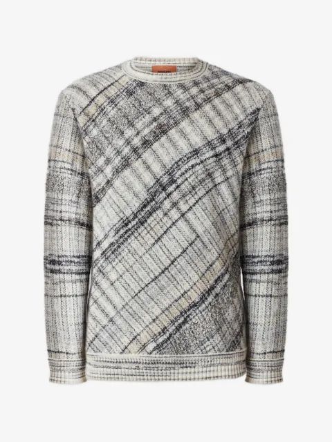 MISSONI 울 혼합 니트 맨투맨 매크로 체크 패턴
