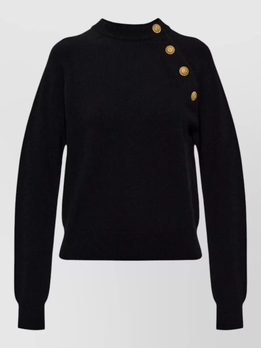 BALMAIN 캐시미어 모크넥 래글런 슬리브 스웨터