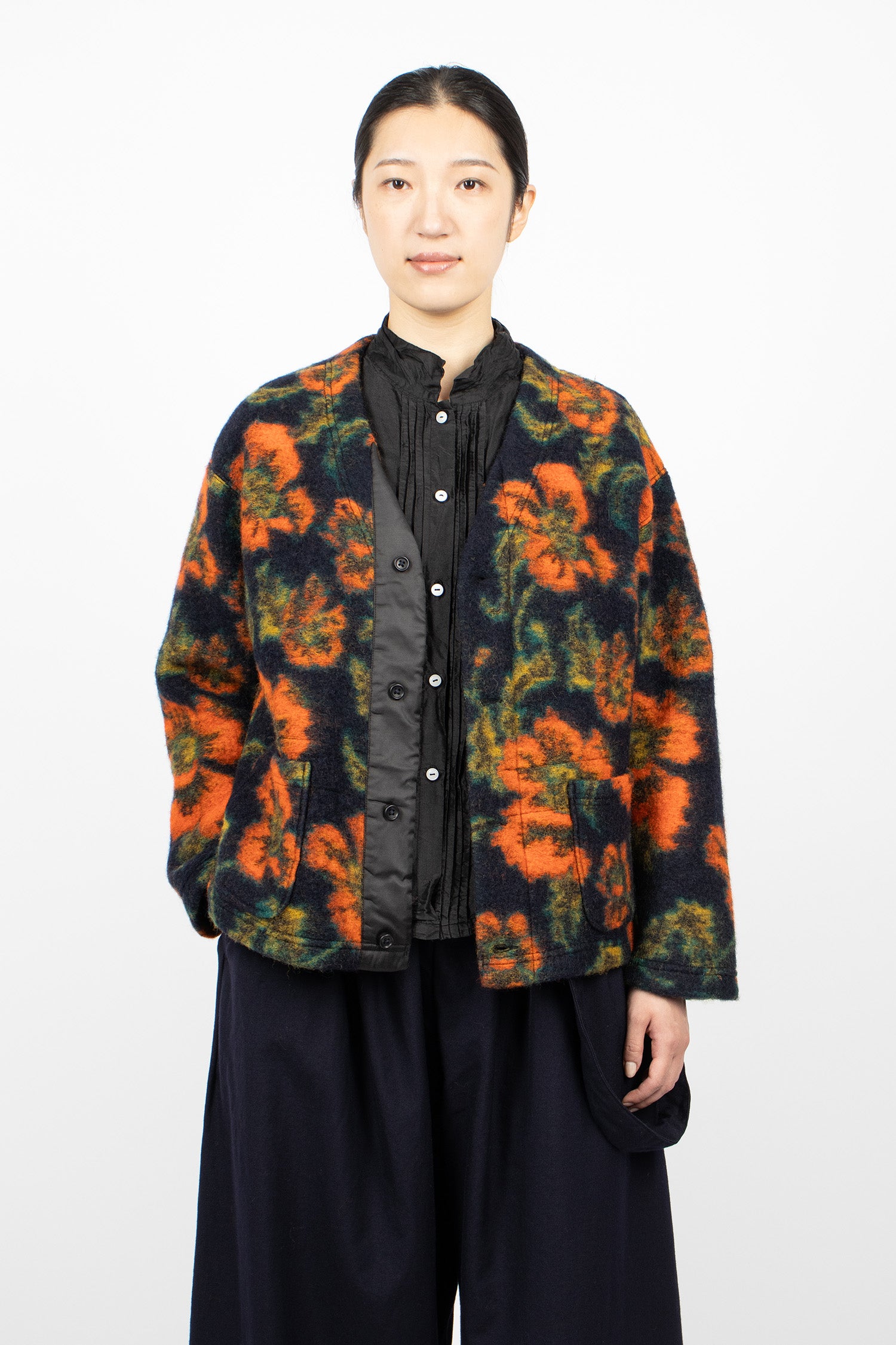 Engineered Garments 니트 가디건 플로럴 자카드