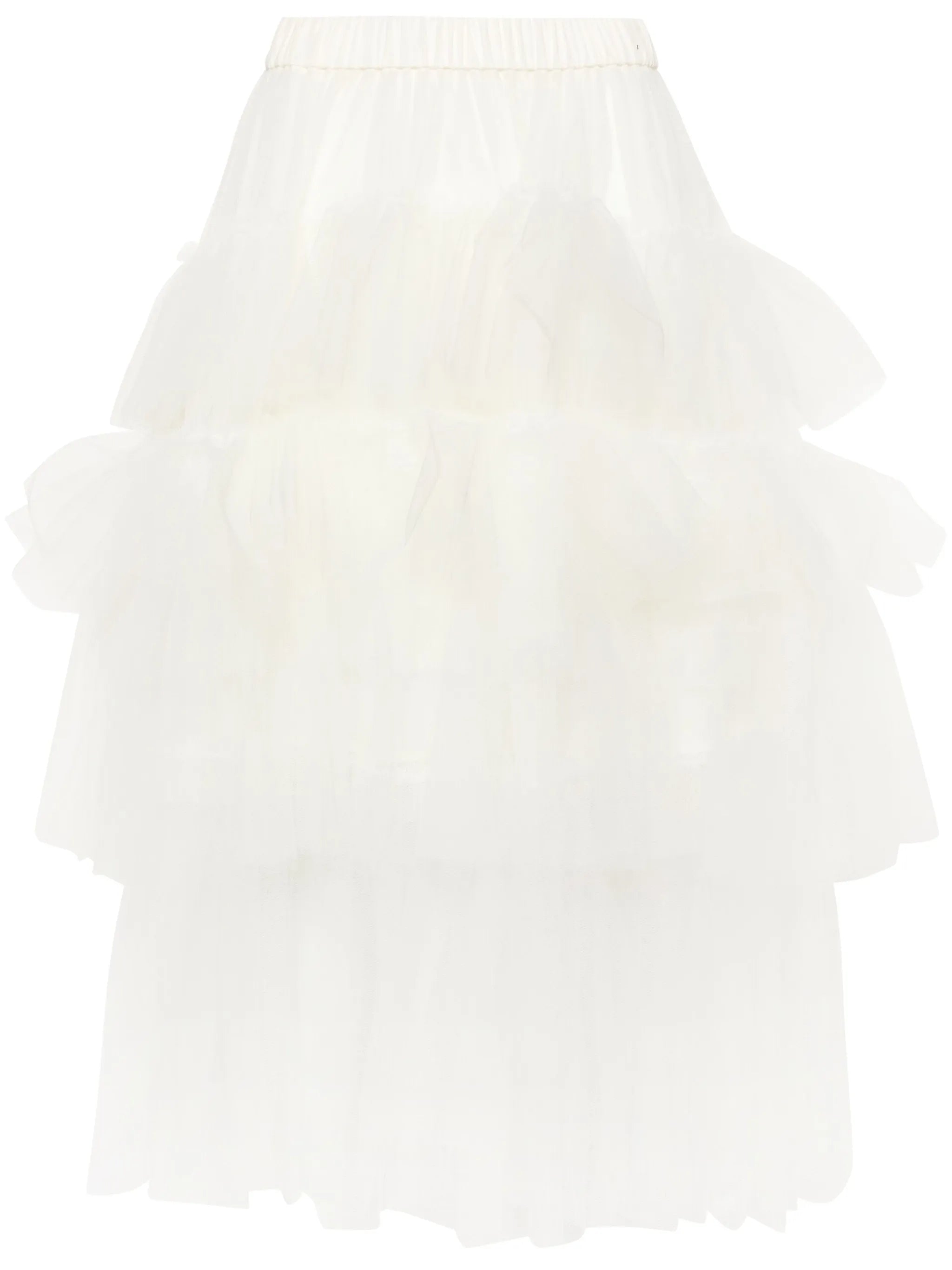 Simone Rocha 화이트 러플 티어드 튤 스커트