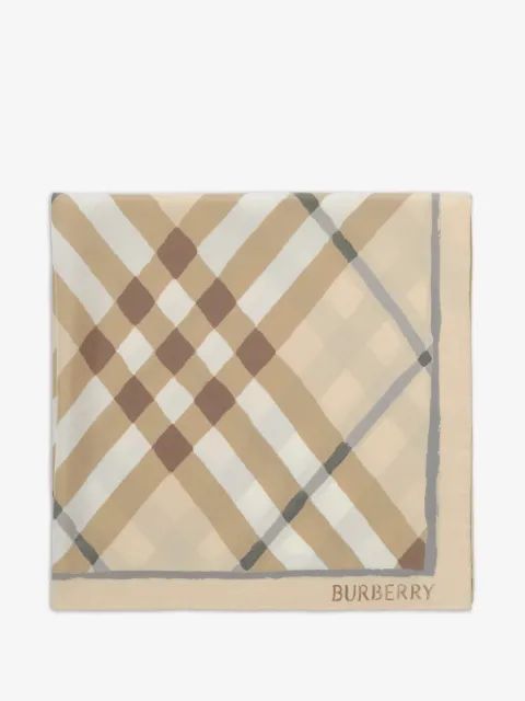BURBERRY 워터컬러 체크 실크 스카프